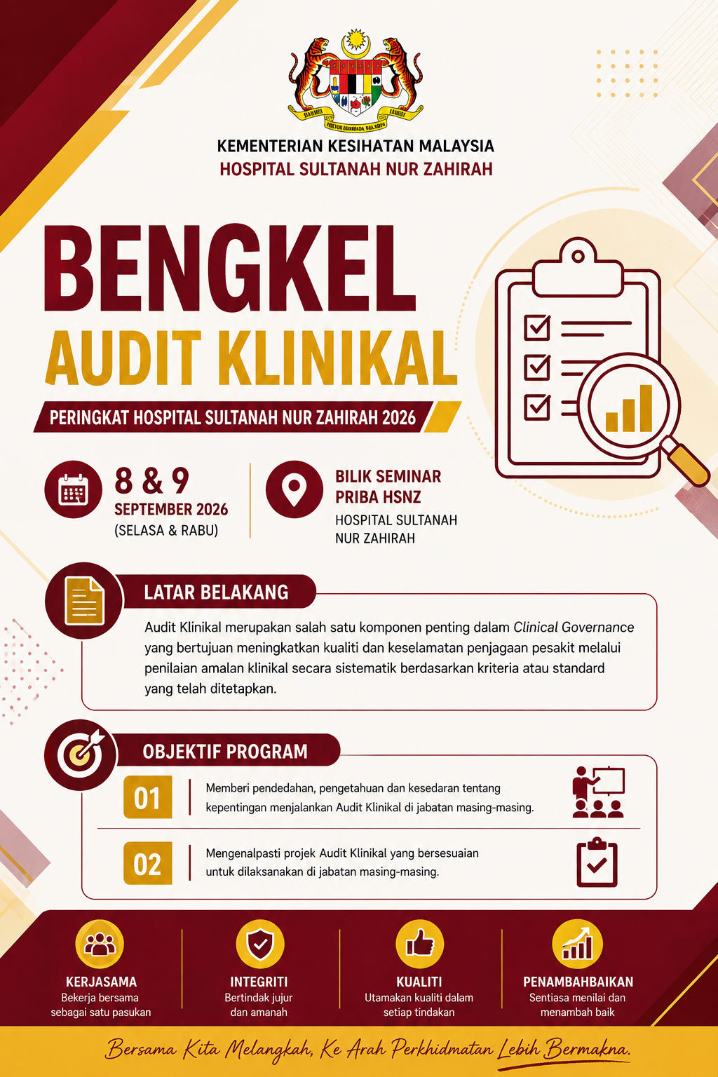 BENGKEL AUDIT KLINIKAL PERINGKAT HOSPITAL SULTANAH NUR ZAHIRAH 2026